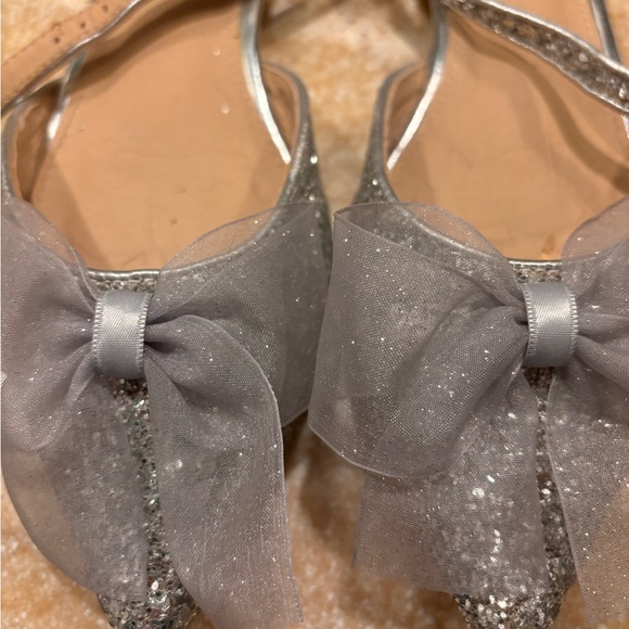 Rock Glitter Pointy Toe Flats with Organza Bow - Picture 7 of 11